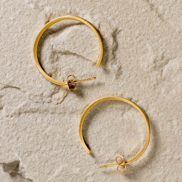 Women's Brushed Gold Hoop Earrings - Gold